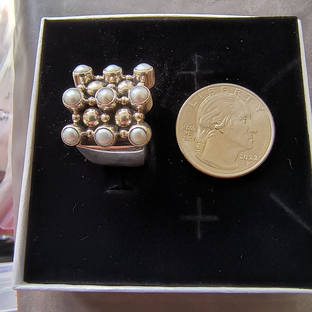 Chic Gold And Silver Cluster Ring - image 6